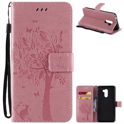 Embossing Butterfly Tree Leather Wallet Case for Mi Xiaomi Pocophone F1 - Pink