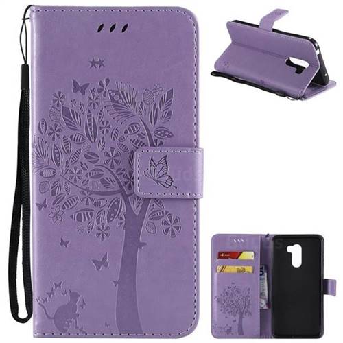 Embossing Butterfly Tree Leather Wallet Case for Mi Xiaomi Pocophone F1 - Violet