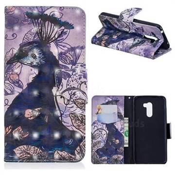 Purple Peacock 3D Painted Leather Wallet Phone Case for Mi Xiaomi Pocophone F1
