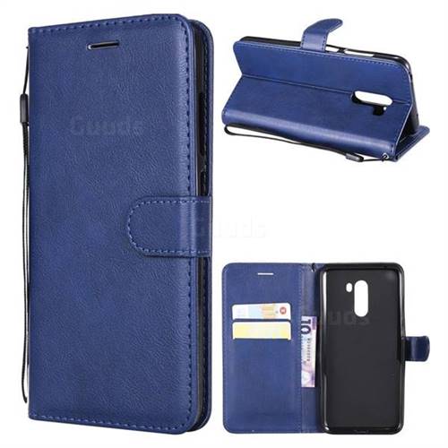 Retro Greek Classic Smooth PU Leather Wallet Phone Case for Mi Xiaomi Pocophone F1 - Blue