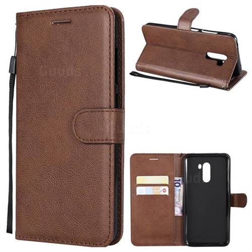 Retro Greek Classic Smooth PU Leather Wallet Phone Case for Mi Xiaomi Pocophone F1 - Brown