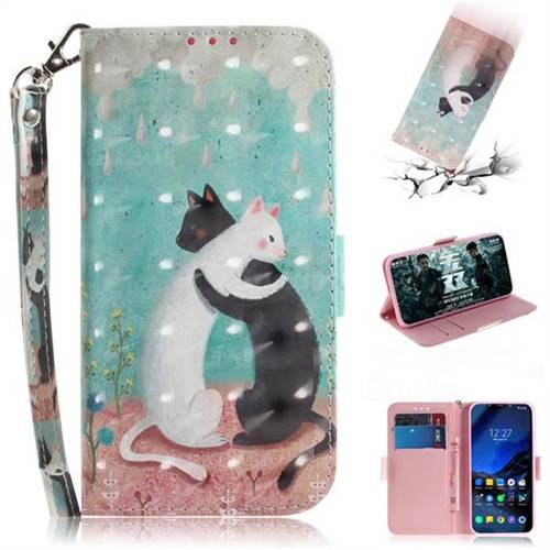 Black and White Cat 3D Painted Leather Wallet Phone Case for Mi Xiaomi Pocophone F1