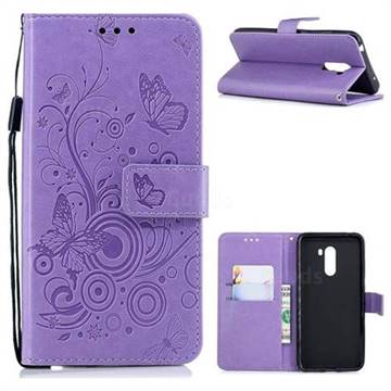 Intricate Embossing Butterfly Circle Leather Wallet Case for Mi Xiaomi Pocophone F1 - Purple
