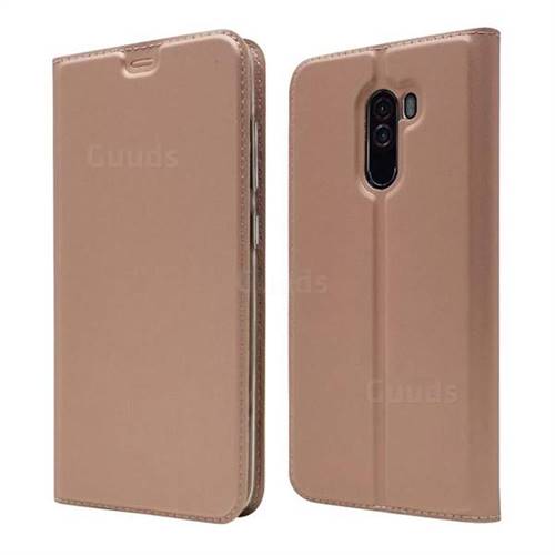 Ultra Slim Card Magnetic Automatic Suction Leather Wallet Case for Mi Xiaomi Pocophone F1 - Rose Gold