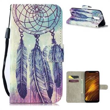 Feather Wind Chimes 3D Painted Leather Wallet Phone Case for Mi Xiaomi Pocophone F1