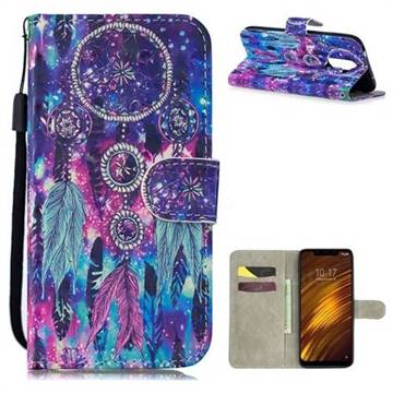 Star Wind Chimes 3D Painted Leather Wallet Phone Case for Mi Xiaomi Pocophone F1