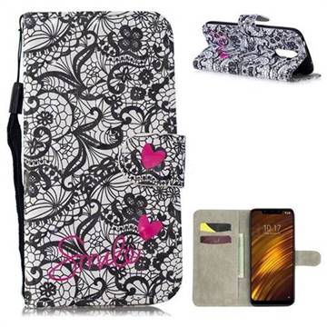 Lace Flower 3D Painted Leather Wallet Phone Case for Mi Xiaomi Pocophone F1