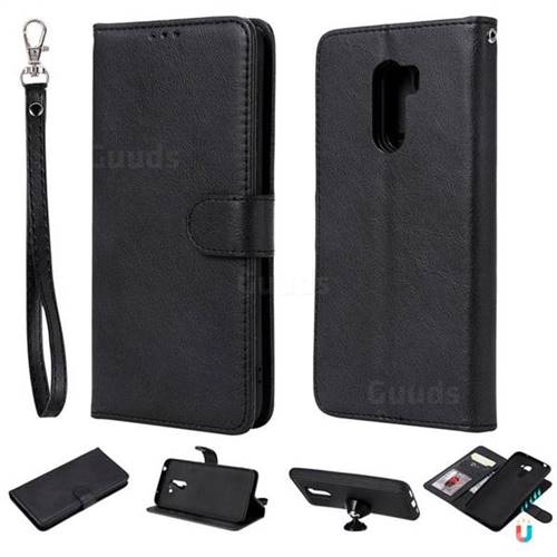 Retro Greek Detachable Magnetic PU Leather Wallet Phone Case for Mi Xiaomi Pocophone F1 - Black