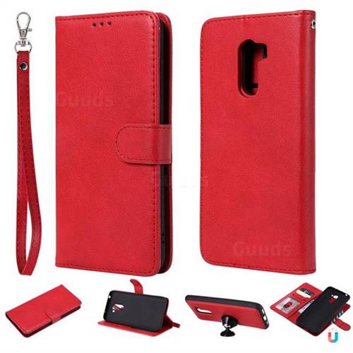 Retro Greek Detachable Magnetic PU Leather Wallet Phone Case for Mi Xiaomi Pocophone F1 - Red