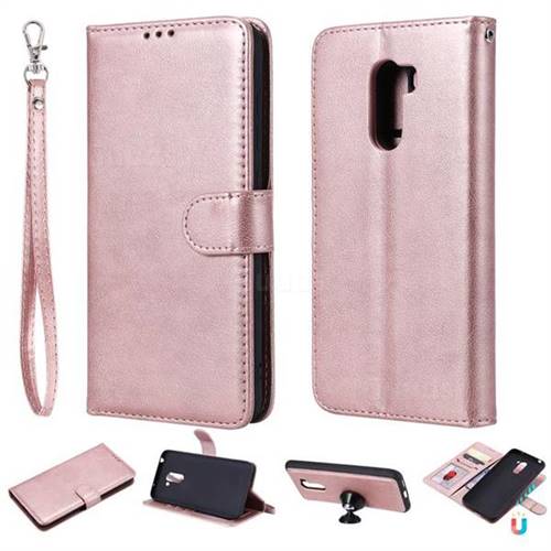 Retro Greek Detachable Magnetic PU Leather Wallet Phone Case for Mi Xiaomi Pocophone F1 - Rose Gold