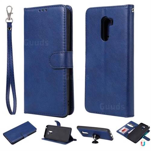 Retro Greek Detachable Magnetic PU Leather Wallet Phone Case for Mi Xiaomi Pocophone F1 - Blue