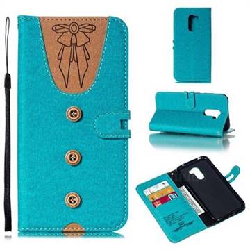 Ladies Bow Clothes Pattern Leather Wallet Phone Case for Mi Xiaomi Pocophone F1 - Green