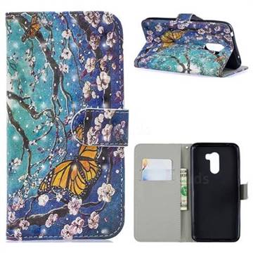 Blue Butterfly 3D Painted Leather Phone Wallet Case for Mi Xiaomi Pocophone F1