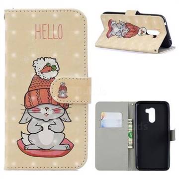 Hello Rabbit 3D Painted Leather Phone Wallet Case for Mi Xiaomi Pocophone F1
