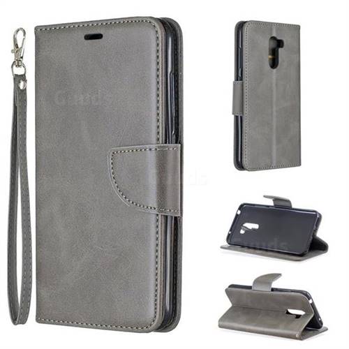 Classic Sheepskin PU Leather Phone Wallet Case for Mi Xiaomi Pocophone F1 - Gray
