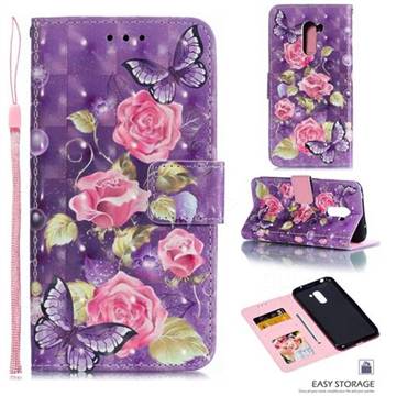 Purple Butterfly Flower 3D Painted Leather Phone Wallet Case for Mi Xiaomi Pocophone F1