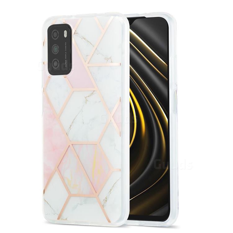 Pink White Marble Pattern Galvanized Electroplating Protective Case Cover for Mi Xiaomi Poco M3