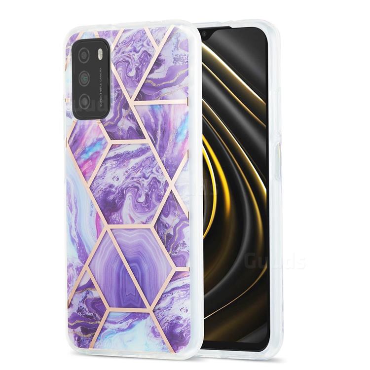 Purple Gagic Marble Pattern Galvanized Electroplating Protective Case Cover for Mi Xiaomi Poco M3