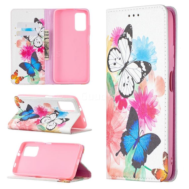 Flying Butterflies Slim Magnetic Attraction Wallet Flip Cover for Mi Xiaomi Poco M3