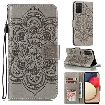 Intricate Embossing Datura Solar Leather Wallet Case for Mi Xiaomi Poco M3 - Gray