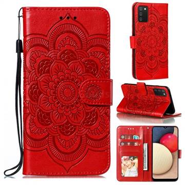Intricate Embossing Datura Solar Leather Wallet Case for Mi Xiaomi Poco M3 - Red