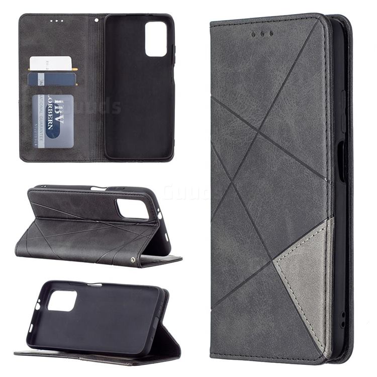 Prismatic Slim Magnetic Sucking Stitching Wallet Flip Cover for Mi Xiaomi Poco M3 - Black