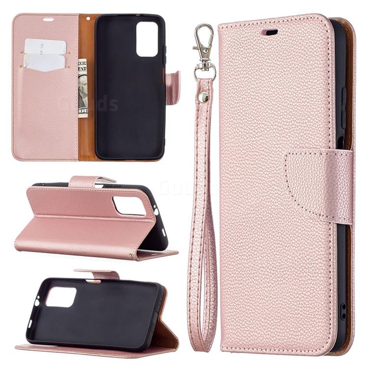 Classic Luxury Litchi Leather Phone Wallet Case for Mi Xiaomi Poco M3 - Golden