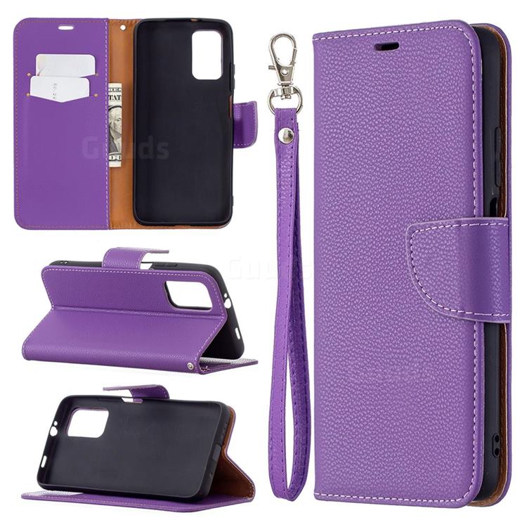 Classic Luxury Litchi Leather Phone Wallet Case for Mi Xiaomi Poco M3 - Purple