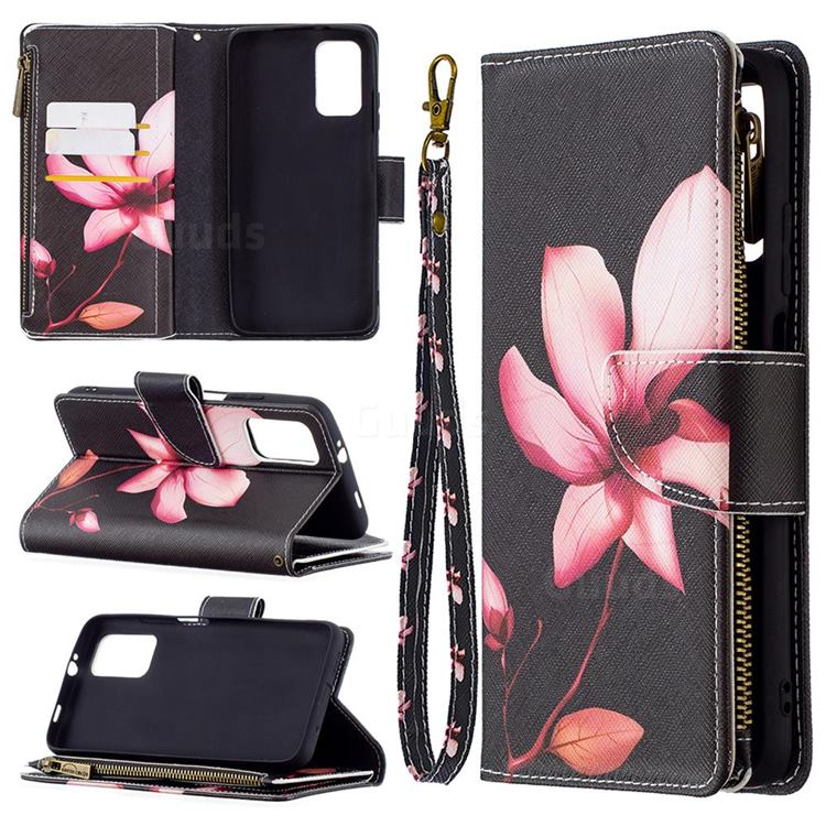 Lotus Flower Binfen Color BF03 Retro Zipper Leather Wallet Phone Case for Mi Xiaomi Poco M3