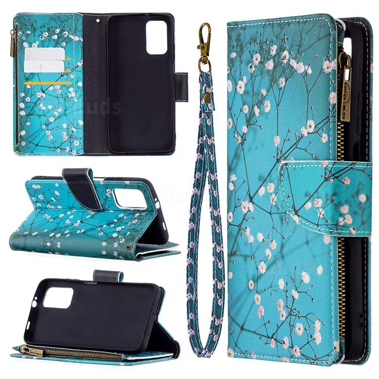 Blue Plum Binfen Color BF03 Retro Zipper Leather Wallet Phone Case for Mi Xiaomi Poco M3