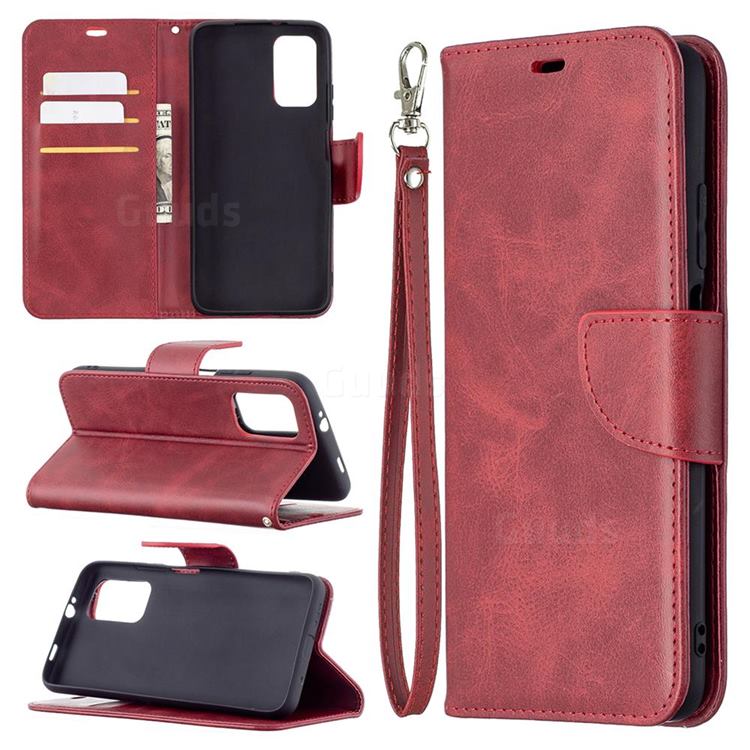 Classic Sheepskin PU Leather Phone Wallet Case for Mi Xiaomi Poco M3 - Red