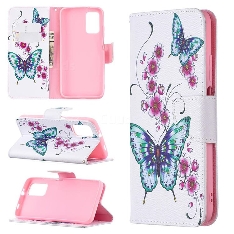 Peach Butterflies Leather Wallet Case for Mi Xiaomi Poco M3