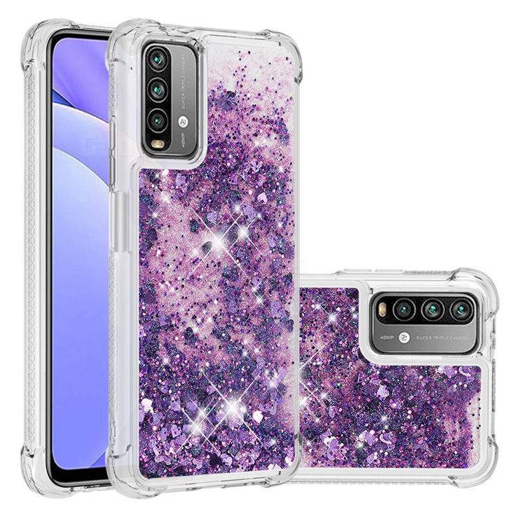 Dynamic Liquid Glitter Sand Quicksand Star TPU Case for Mi Xiaomi Poco M3 - Purple