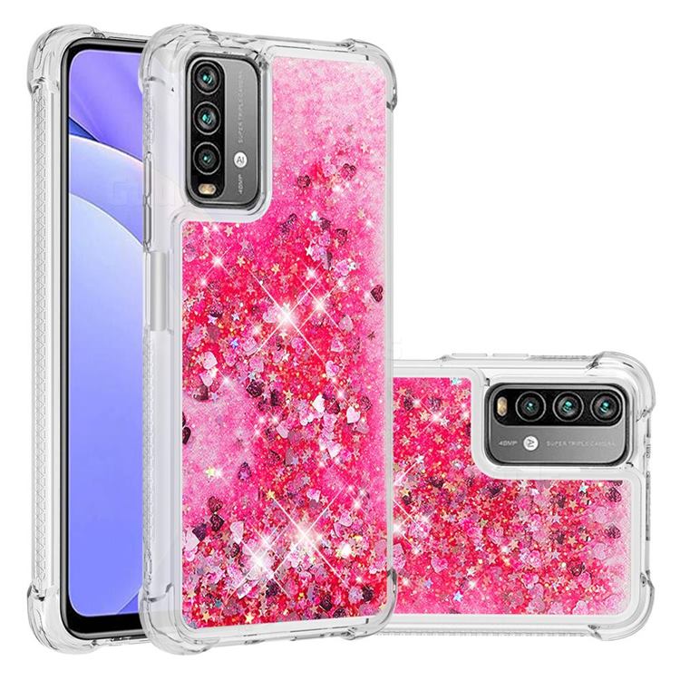 Dynamic Liquid Glitter Sand Quicksand TPU Case for Mi Xiaomi Poco M3 - Pink Love Heart