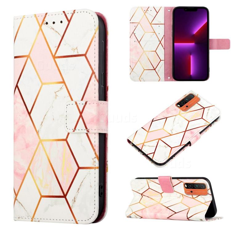 Pink White Marble Leather Wallet Protective Case for Mi Xiaomi Poco M3