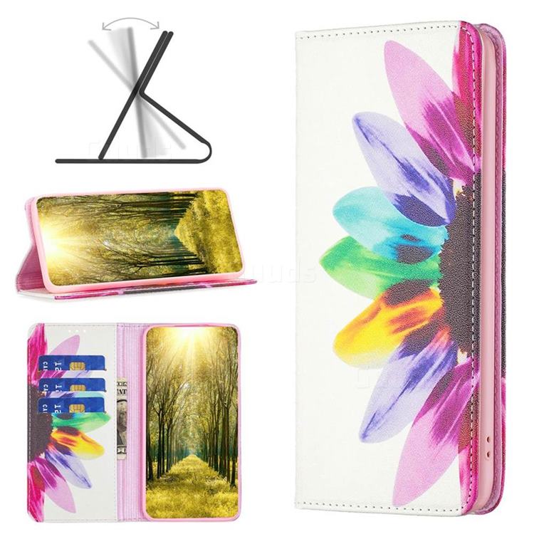 Sun Flower Slim Magnetic Attraction Wallet Flip Cover for Mi Xiaomi Poco M4 Pro 4G