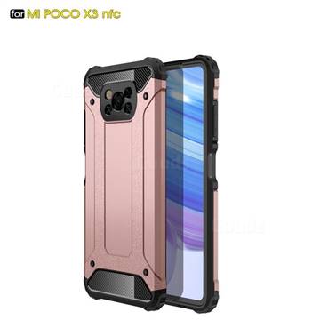 King Kong Armor Premium Shockproof Dual Layer Rugged Hard Cover for Mi Xiaomi Poco X3 NFC - Rose Gold