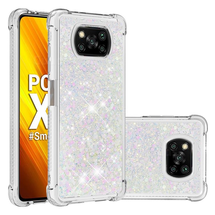 Dynamic Liquid Glitter Sand Quicksand Star TPU Case for Mi Xiaomi Poco X3 NFC - Pink