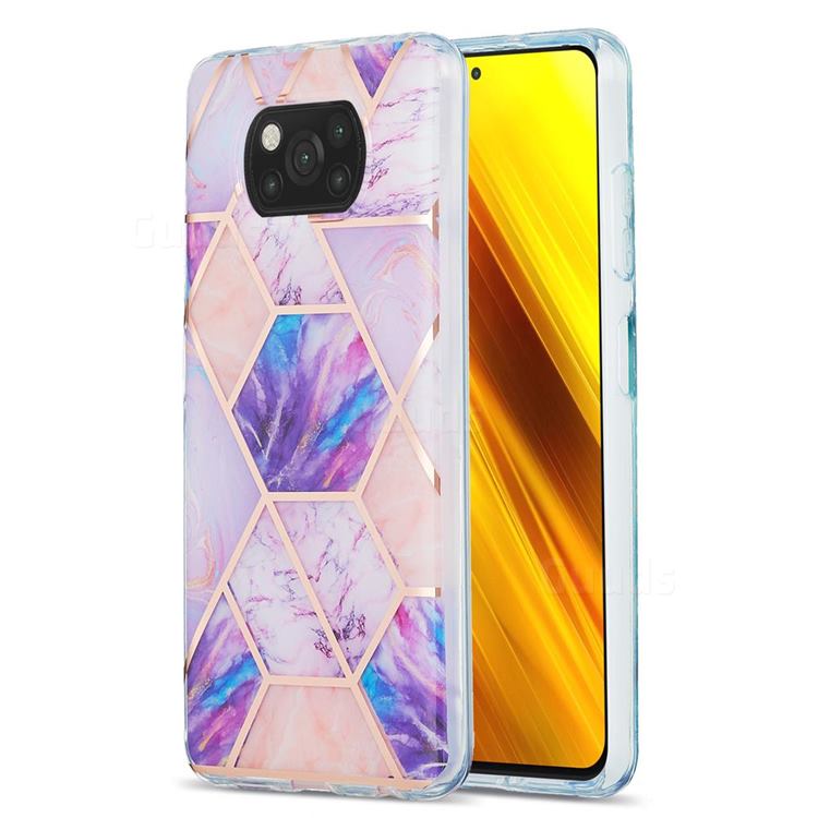 Purple Dream Marble Pattern Galvanized Electroplating Protective Case Cover for Mi Xiaomi Poco X3 NFC
