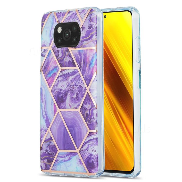 Purple Gagic Marble Pattern Galvanized Electroplating Protective Case Cover for Mi Xiaomi Poco X3 NFC