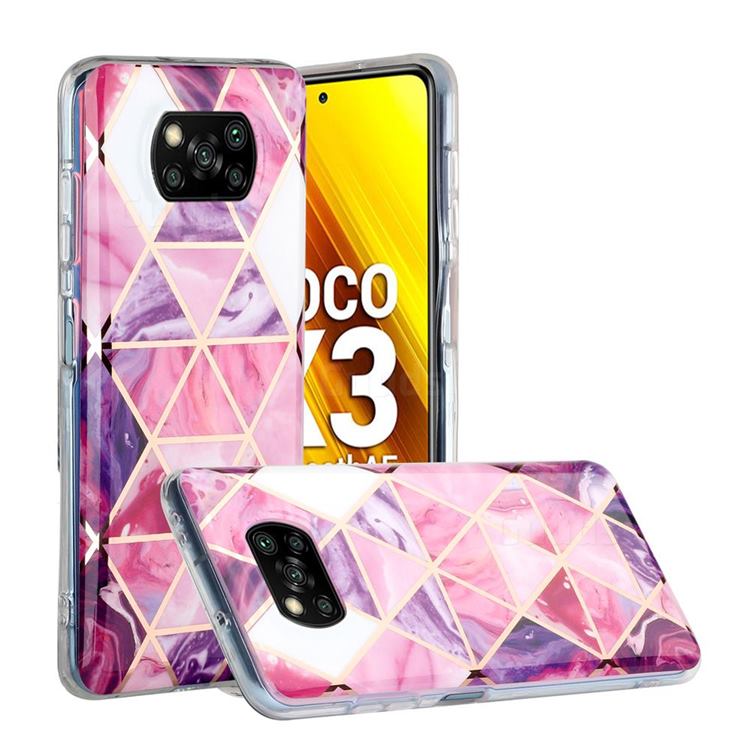 Purple Dream Triangle Painted Marble Electroplating Protective Case for Mi Xiaomi Poco X3 NFC