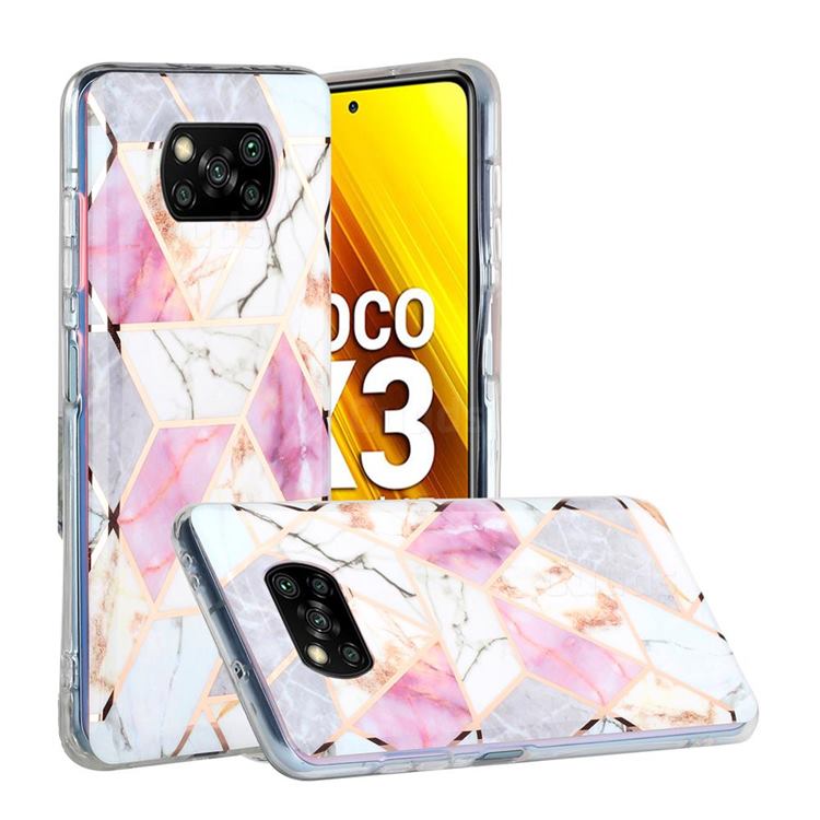 Purple and White Painted Marble Electroplating Protective Case for Mi Xiaomi Poco X3 NFC