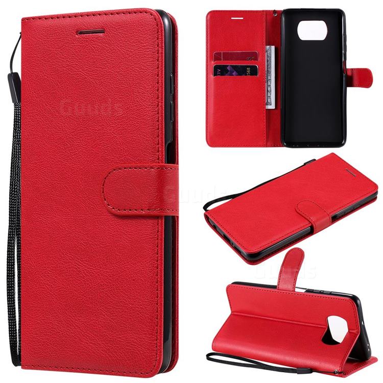 Retro Greek Classic Smooth PU Leather Wallet Phone Case for Mi Xiaomi Poco X3 NFC - Red