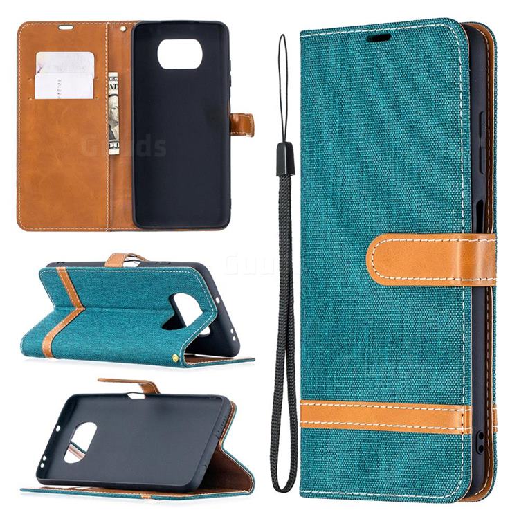 Jeans Cowboy Denim Leather Wallet Case for Mi Xiaomi Poco X3 NFC - Green