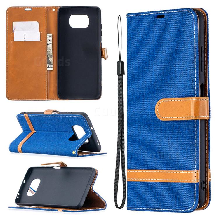 Jeans Cowboy Denim Leather Wallet Case for Mi Xiaomi Poco X3 NFC - Sapphire