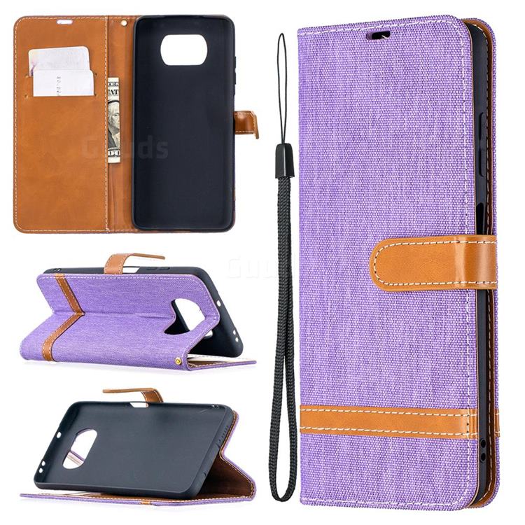 Jeans Cowboy Denim Leather Wallet Case for Mi Xiaomi Poco X3 NFC - Purple
