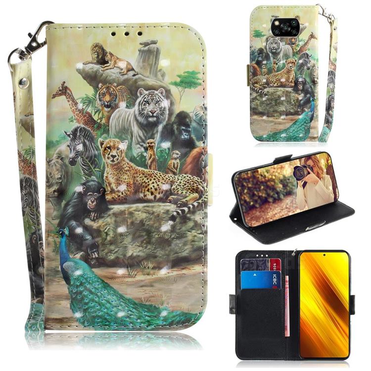 Beast Zoo 3D Painted Leather Wallet Phone Case for Mi Xiaomi Poco X3 NFC