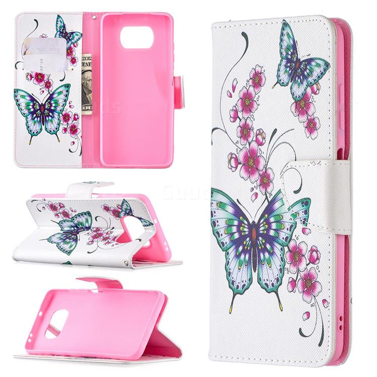 Peach Butterflies Leather Wallet Case for Mi Xiaomi Poco X3 NFC