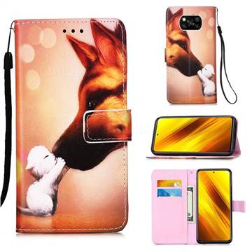Hound Kiss Matte Leather Wallet Phone Case for Mi Xiaomi Poco X3 NFC