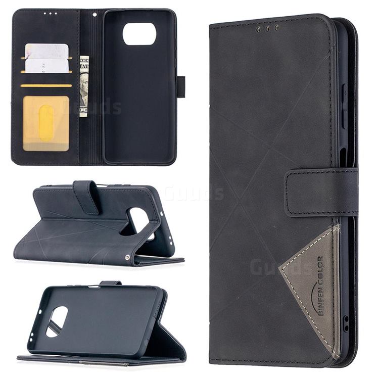 Binfen Color BF05 Prismatic Slim Wallet Flip Cover for Mi Xiaomi Poco X3 NFC - Black